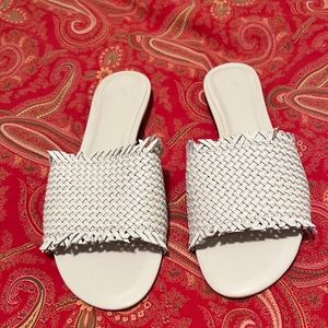 Joie flat leather woven slides